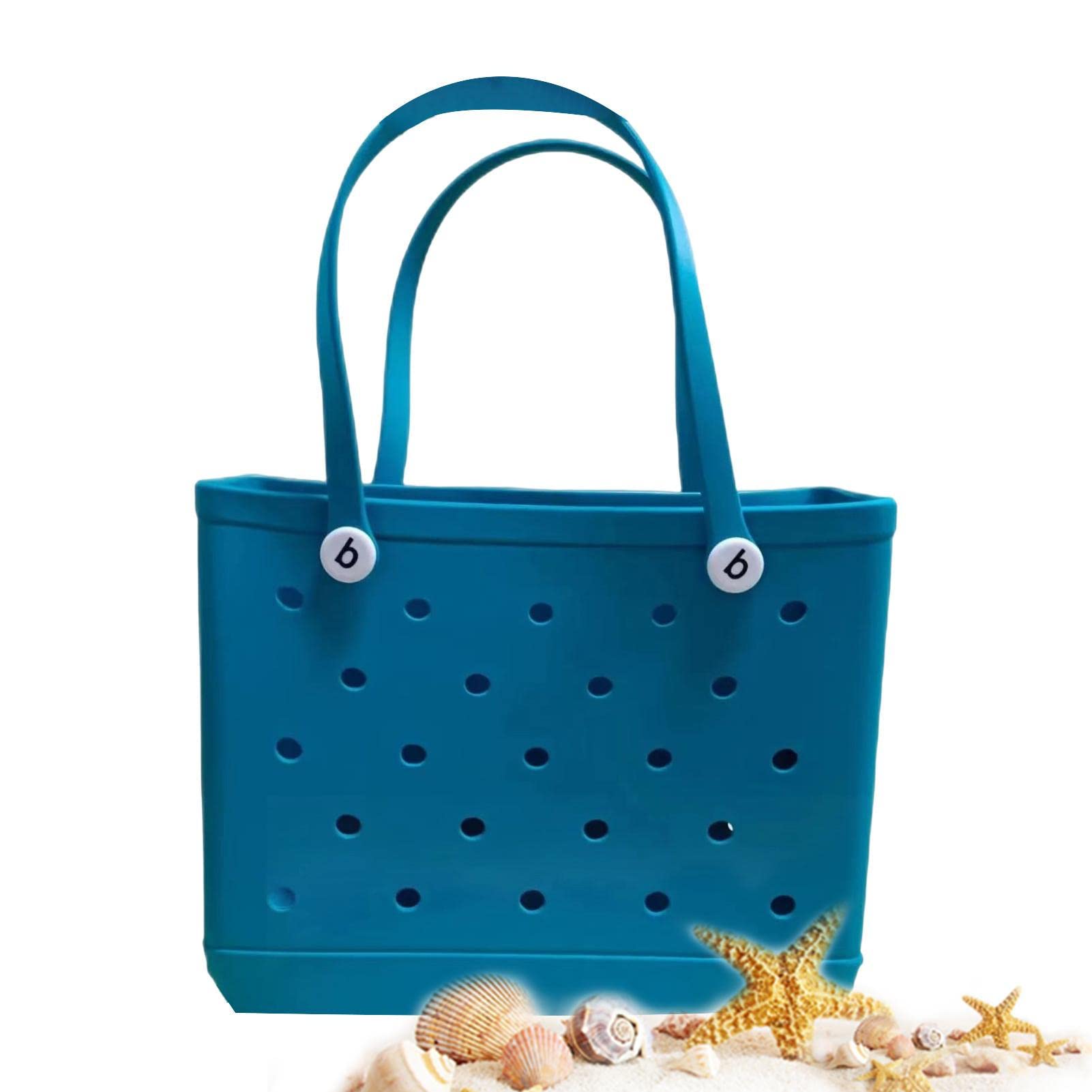 YushengBolsa de playa grande, bolso de mano, bolsa de la compra, bolsa de viaje, impermeable, lavable, de goma con agujeros, para juguetes, toallas, chanclas