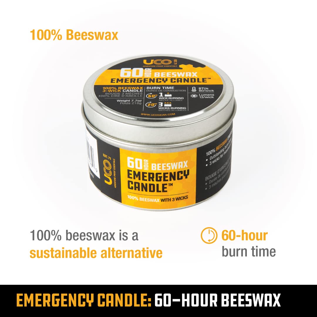 UCO Emergency Candle, Beeswax, 60 Hour