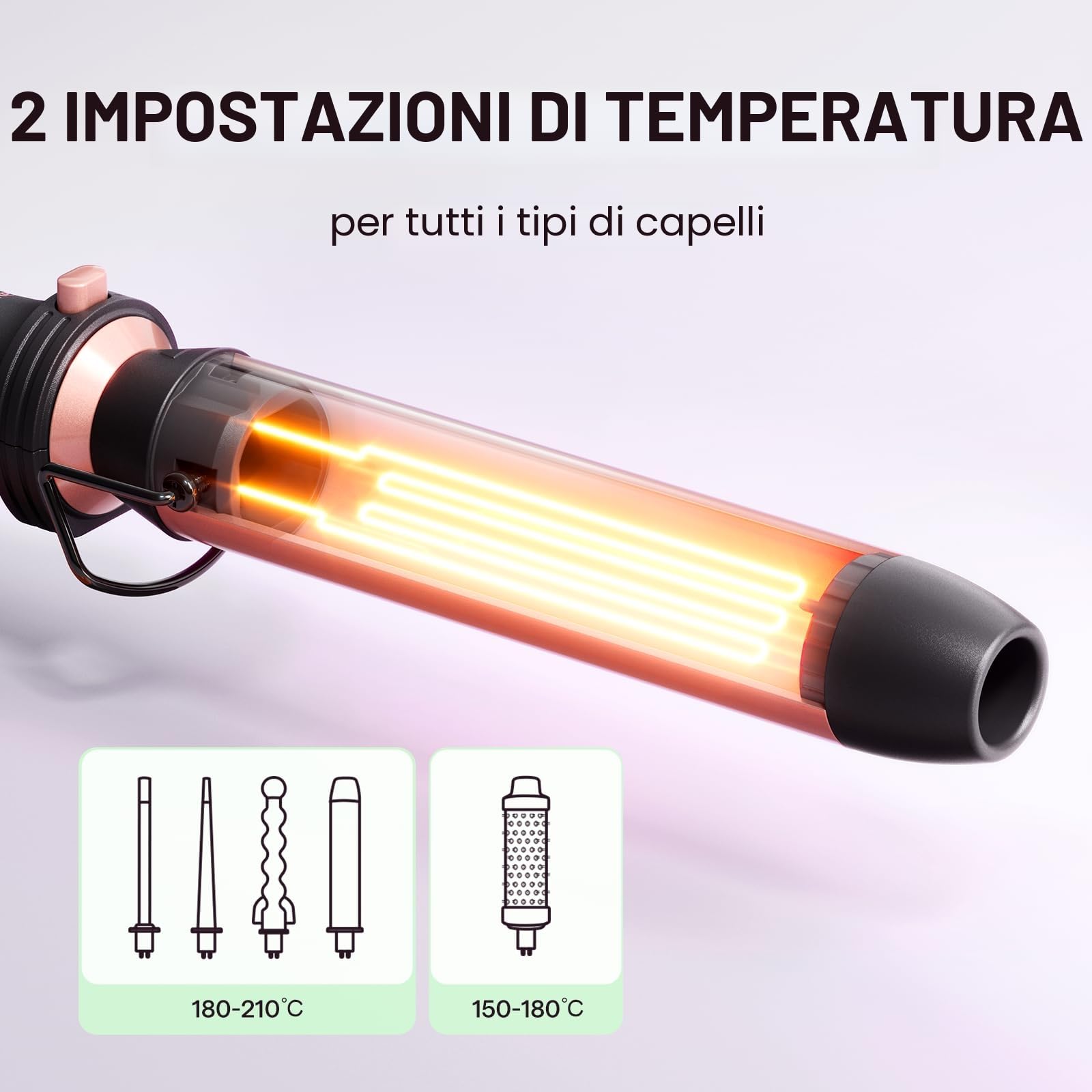 Wavytalk Arricciacapelli, 5 in 1 Set di pinze arricciacapelli con spazzola per arricciare e 4 ferri intercambiabili in ceramica (13-32 mm), guanto resistente al calore e 2 fermagli