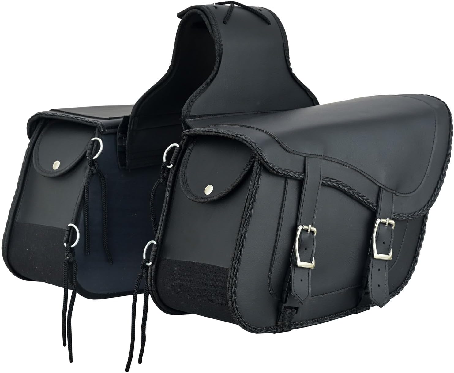 Vance Leather Heritage Plain Motorcycle Saddlebags 18L Water-Resistant PVC Reinforced Compatible with Sportster Dyna Softail Touring Models Vstar Shadow Wide Glide (Heritage, Plain)