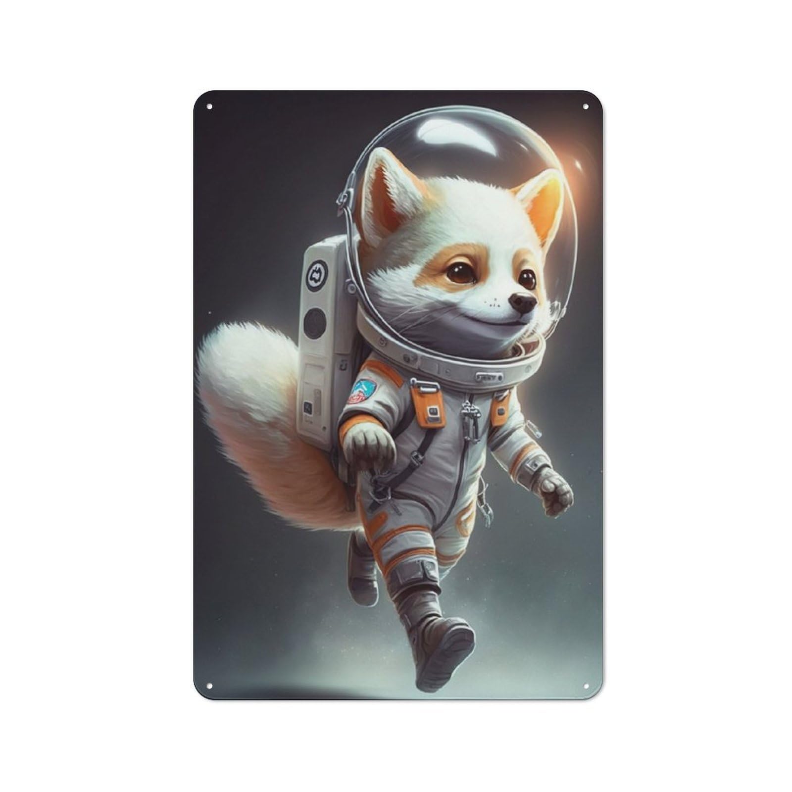 Junmoney Astronaut Space Wolf Rustic Tin Sign 30X20cm For Pub Or Café, For Collectors Building A Themed Wall Display
