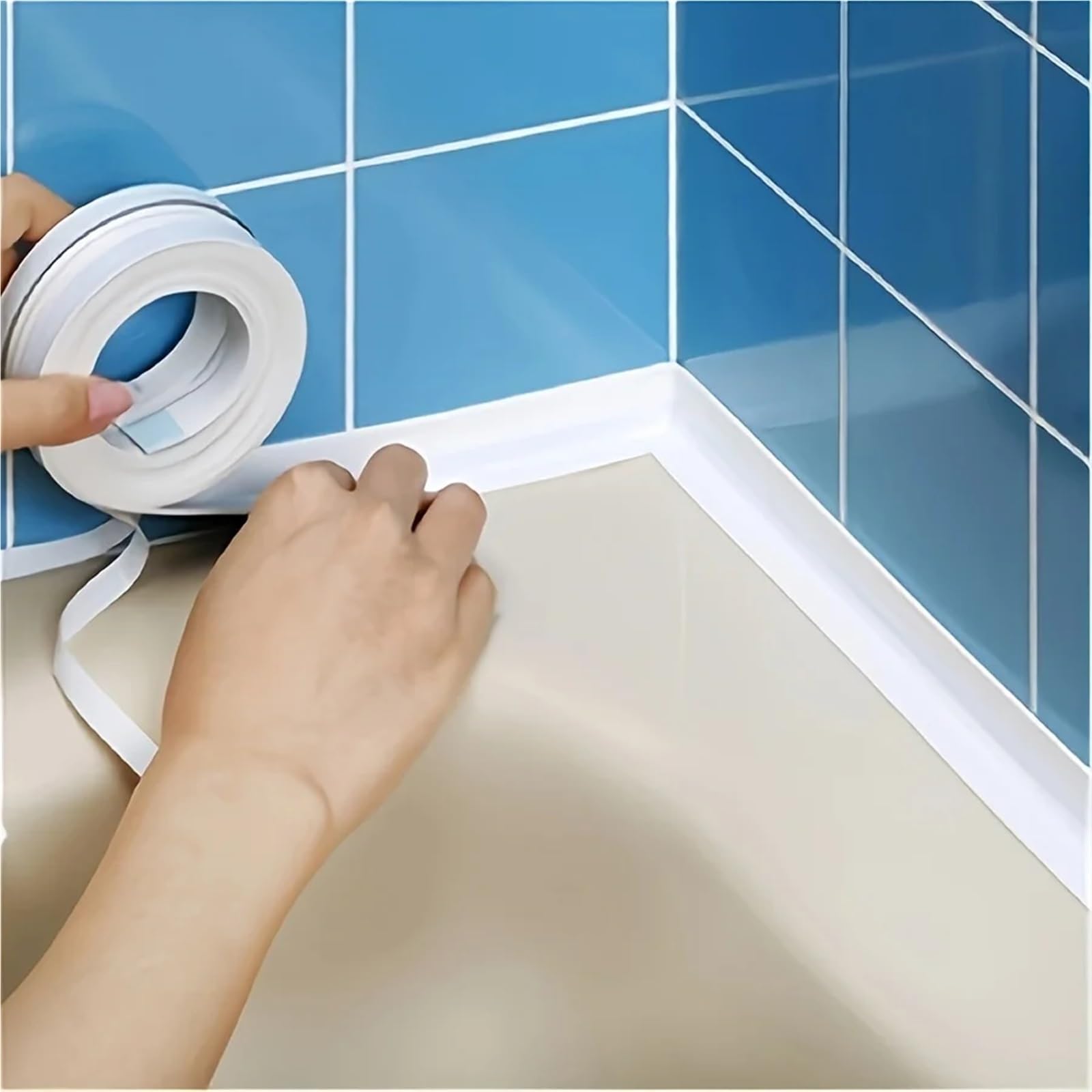 Nastro sigillante, 2 Rotoli di Adesivi murali for Bagno Nastri sigillanti Strisce adesive in PVC Nastro for Bordo lavandino Accessori da Cucina