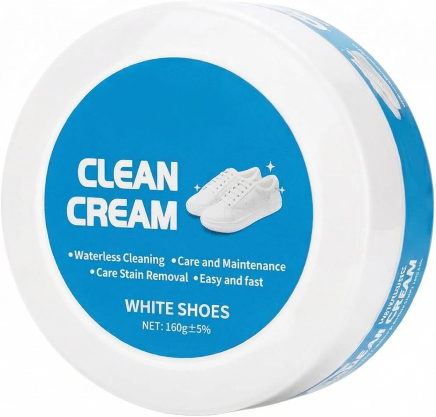 White Shoe Clean Cream, Waterless Sneaker Stain Remover, Care and Maintenance, for Leather & Canvas, 160g