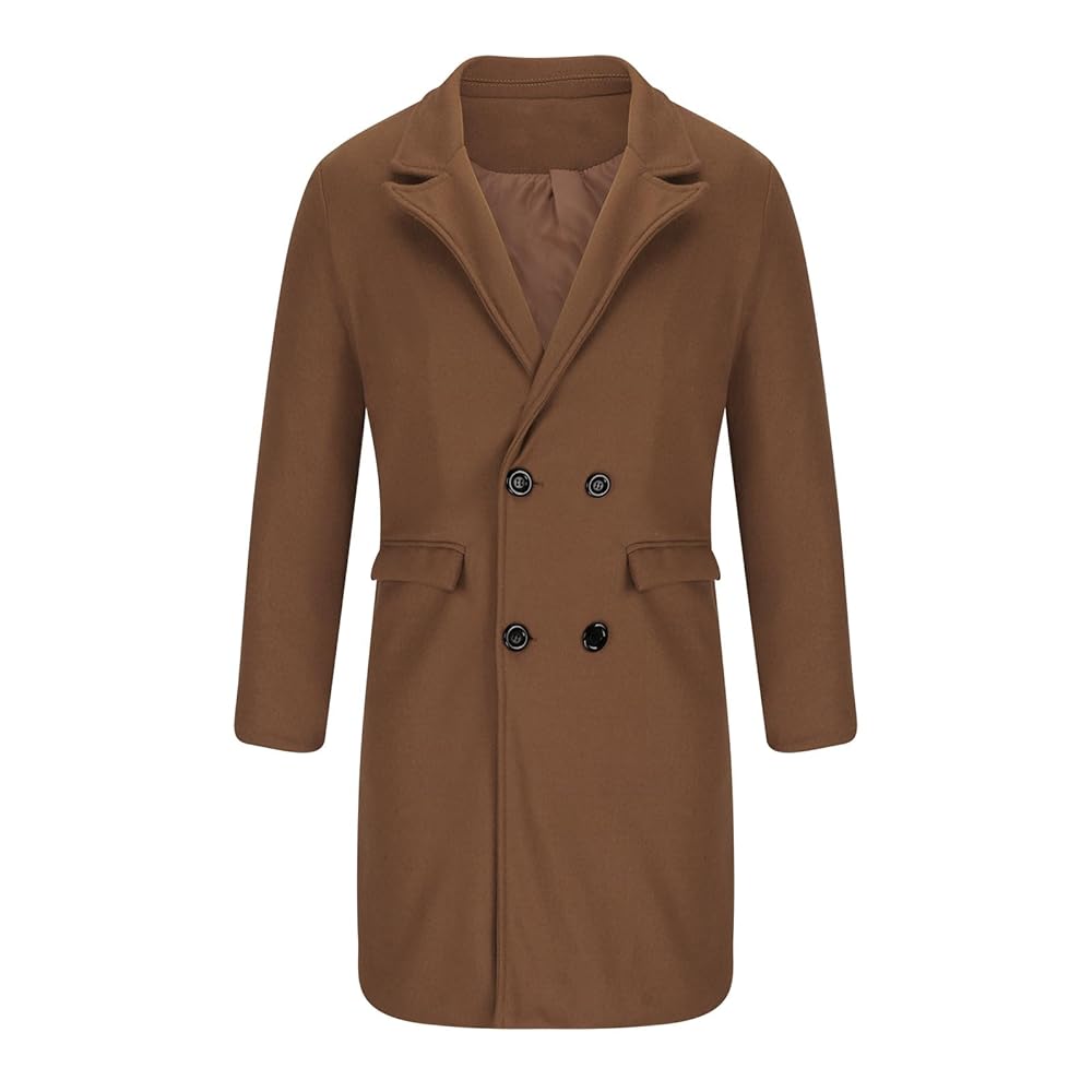 オンブレチェック DOUBLE-BREASTED JACKET(BROWN) Amazon.com: Mens Double Breasted Trench Coat Notched Lapel