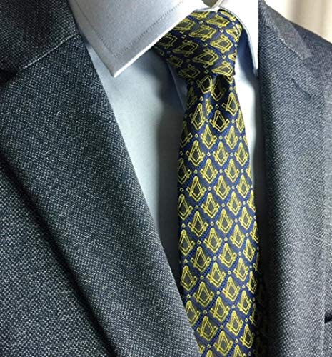 Corbata masónica con compás dorado y escuadra G elegante 2