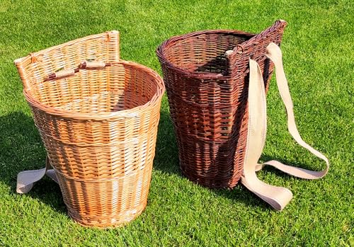 Rückentragekorb aus Weide – Handgeflochten & ergonomisch – Natur oder lackiert – 60x44x37 cm – Jutegurte – Holzkorb, Pilzkorb, Deko, Mittelalter, Garten WIKLER