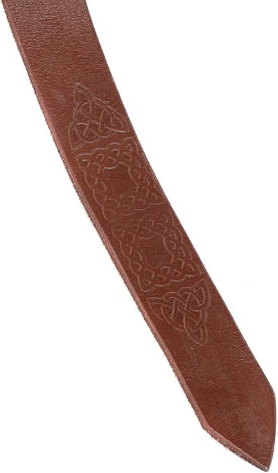 Leren ringband met doorlopend Keltisch reliëf zwart