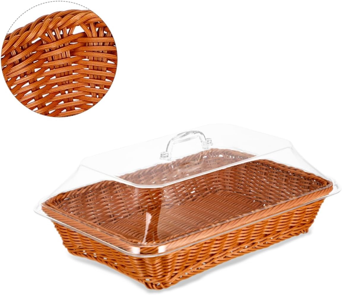 Handwoven Rattan Food Basket with Lid for Bread and Vegetables Xmas