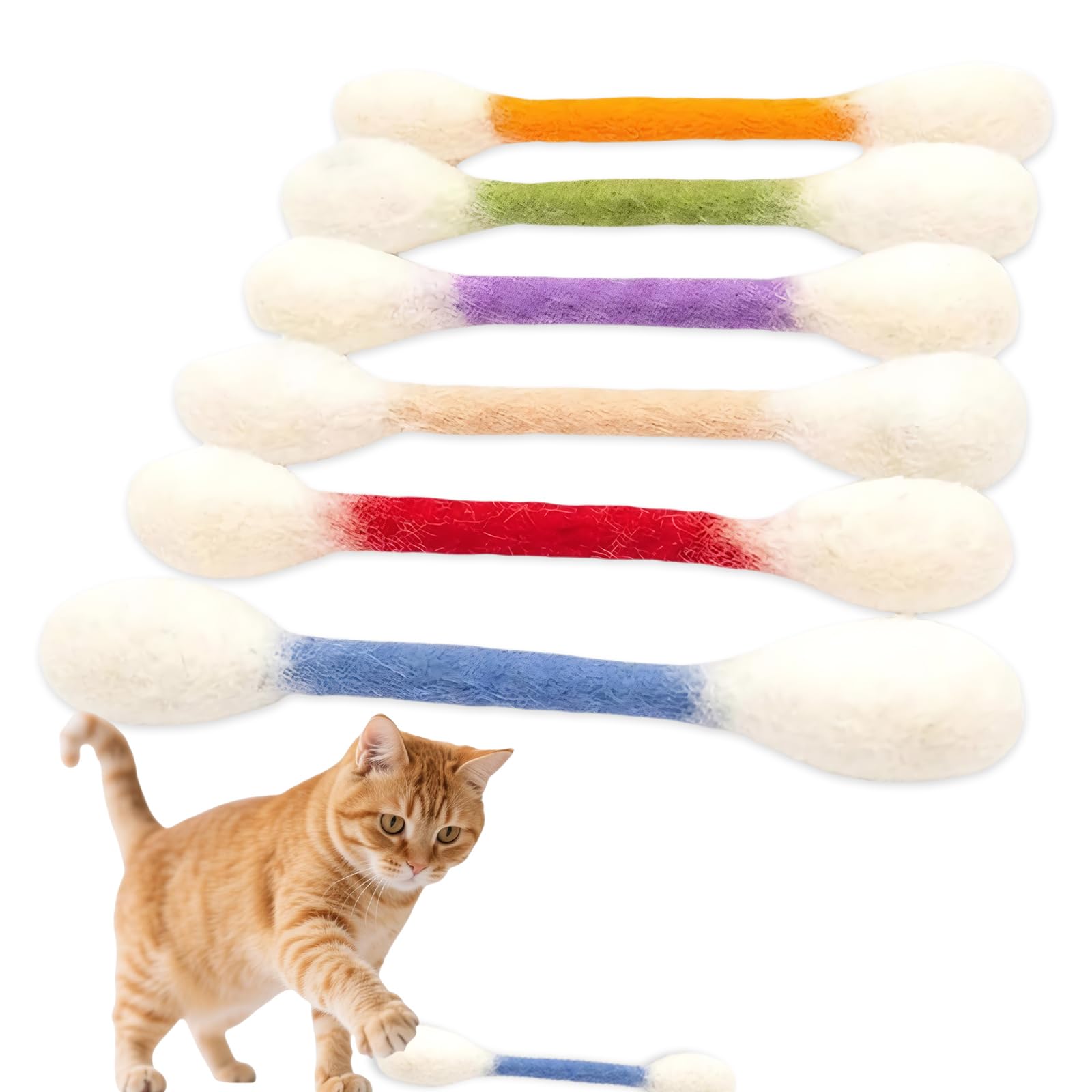 FUSDNW 6 Pcs Catnip Cotton Swab Stick Durable Giant Cat Cotton Buds Toy for Boredom Exercise Play Anxietys Digestive Aid