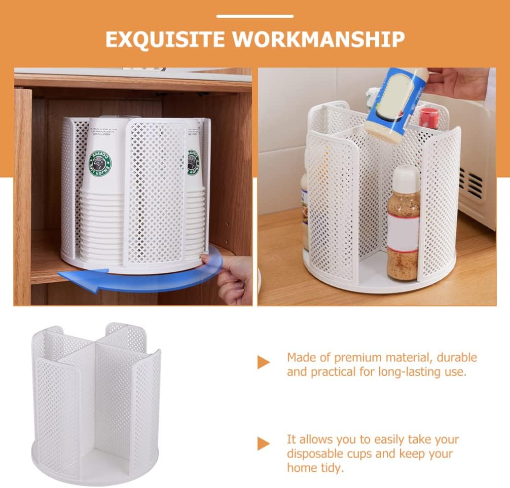 DOITOOL Coffee Cup Holder 4 Compartment- Rotated Cup and Lid Holder- Cup Dispenser Coffee Bar Organizer for Restaurant, Breakroom, Station, Bar, Buffet, Kitchen Cabinet, Countertop