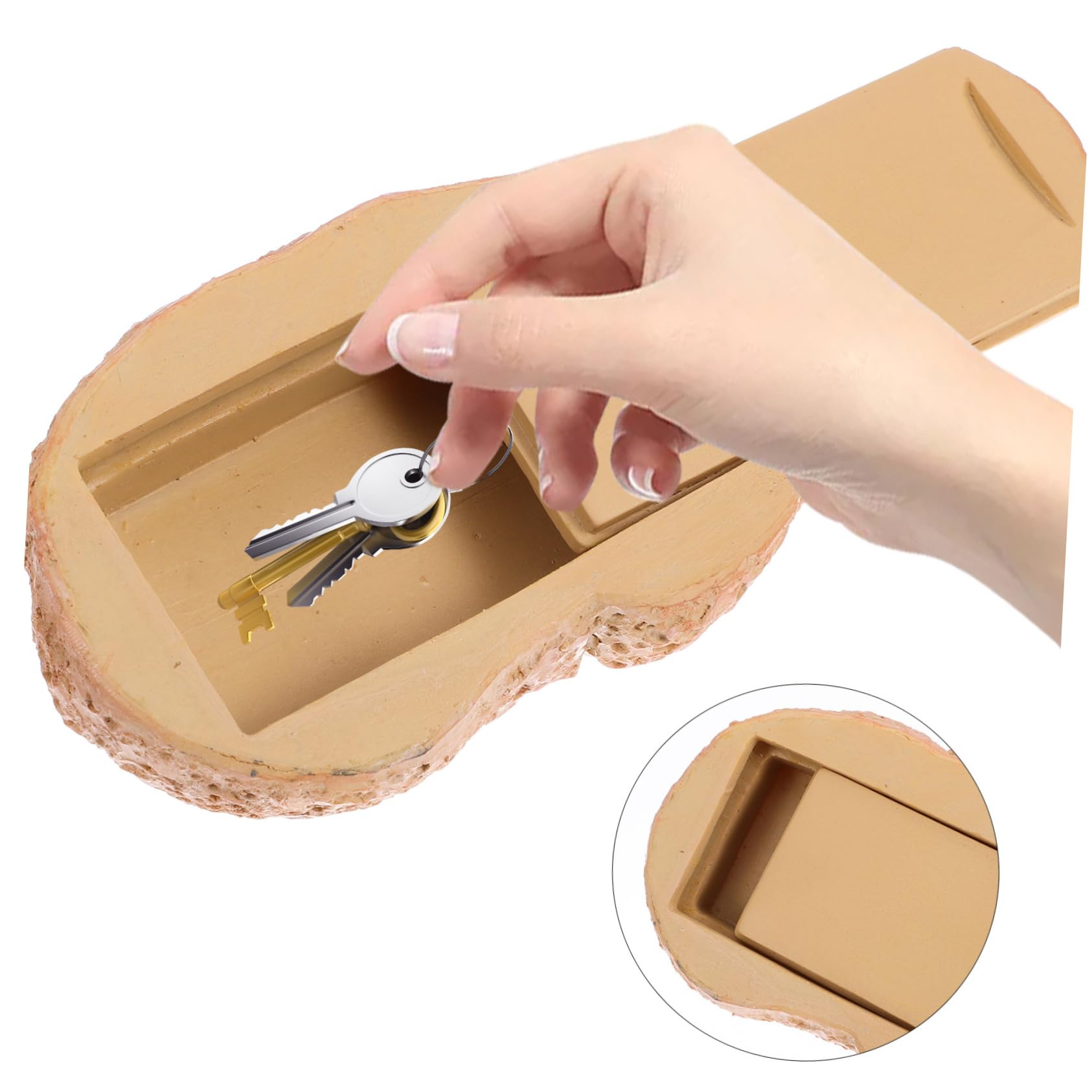 VANZACK Lot De 3 Boîtes De Rangement En Pierre Synthétique Pour Clés De Rechange En Résine Jaune