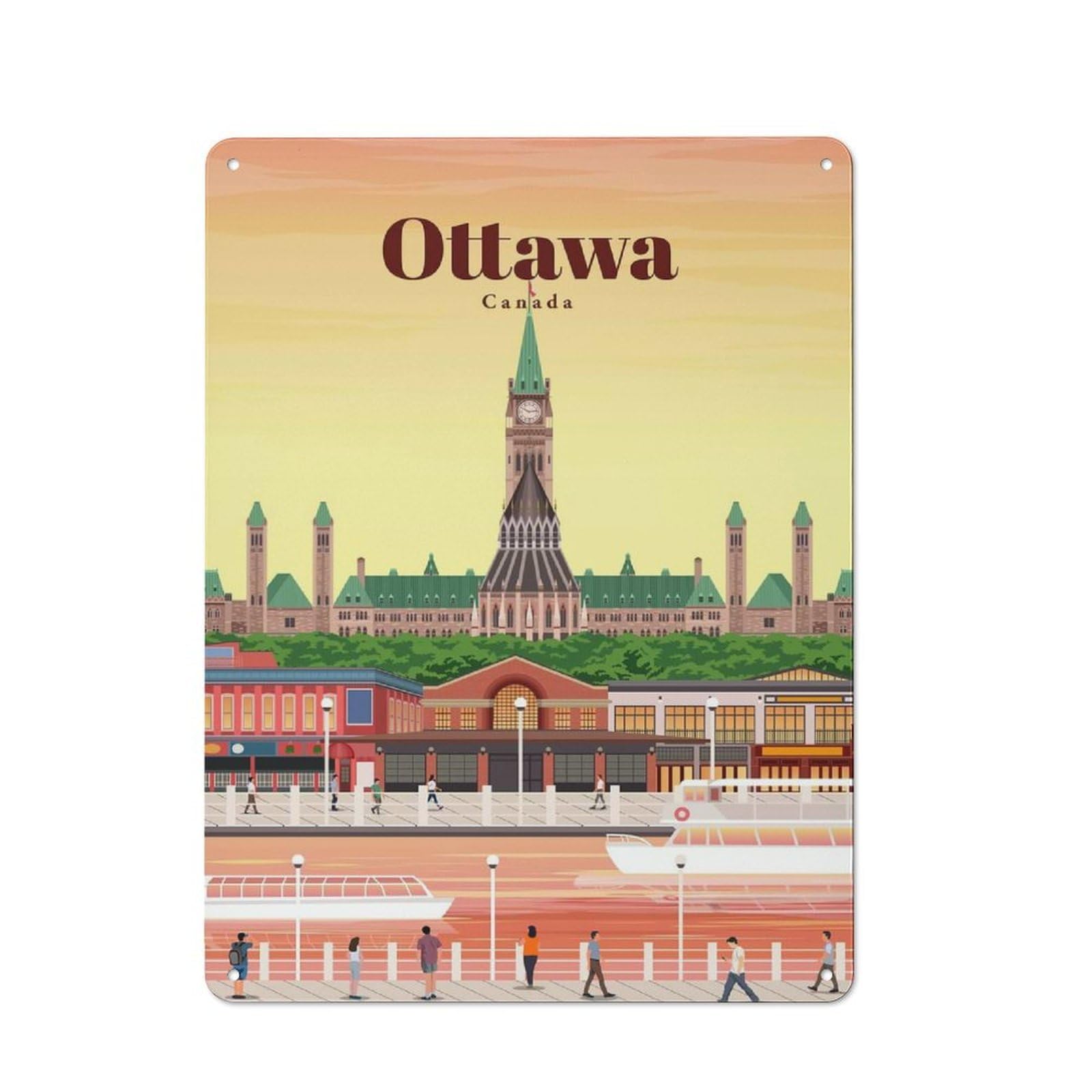 Junmoney Travel To Ottawa Vintage Metal Plaque 40X30cm For Café Or Restaurant, A Decorative Gift For A Newly Furnished Café And Restaurant