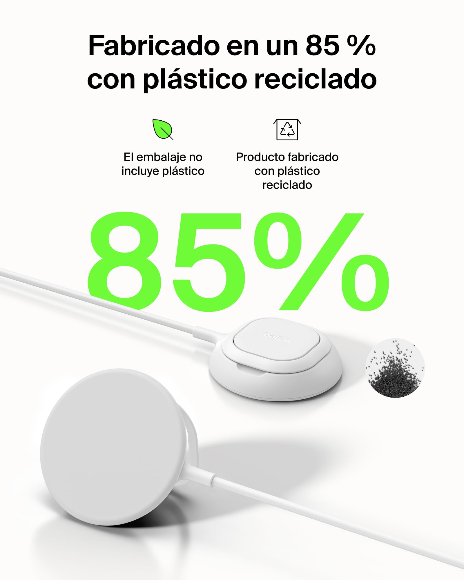 Belkin UltraCharge Cargador Inalámbrico Magnético Qi2 25W, Carga Rápida, Compatible con MagSafe, Refrigeración Pasiva y Soporte, iPhone 17 Series, Pixelsnap y AirPods Pro, con 45w fuente de alimentaci