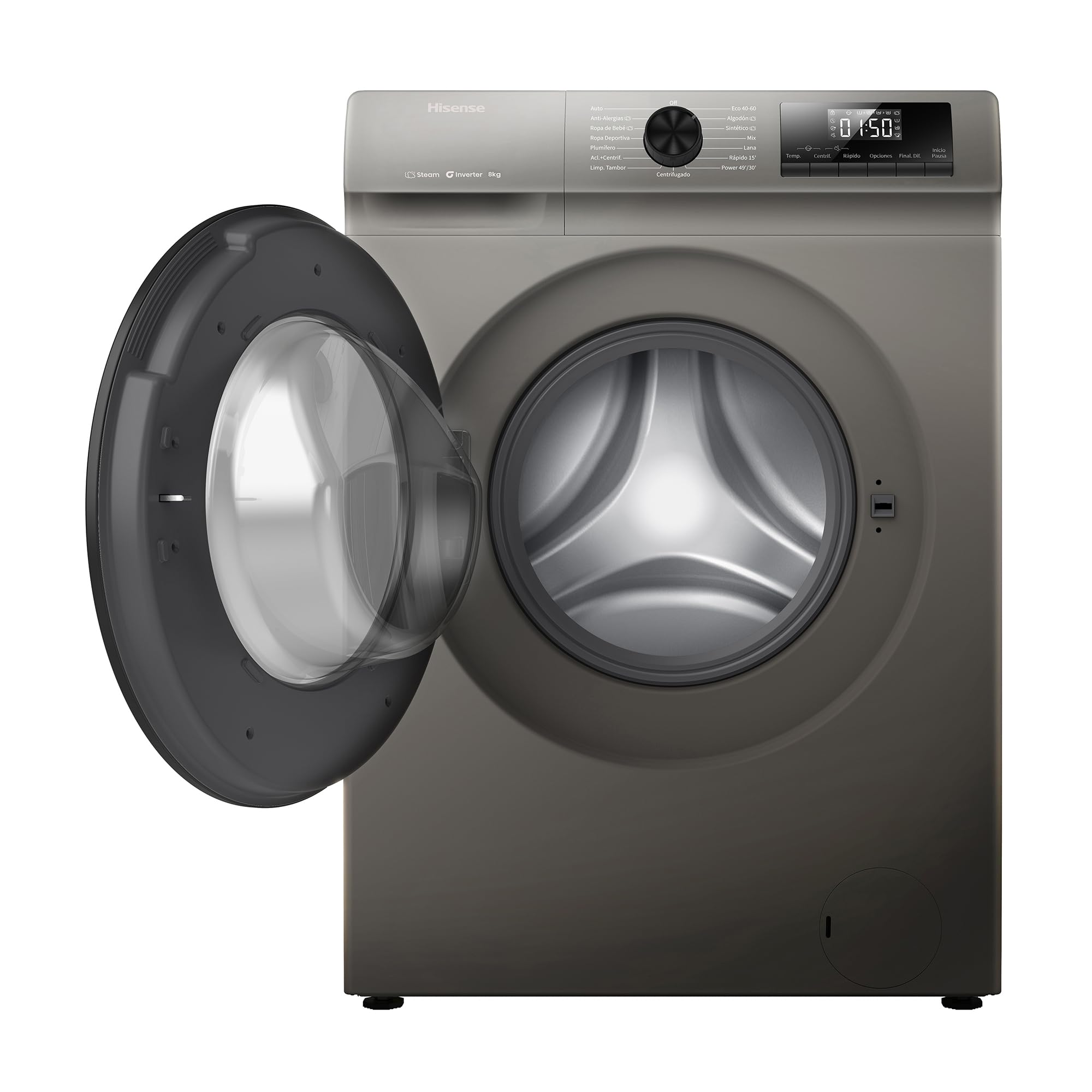 Hisense WF1Q8041BT – Lavatrice 8 kg, Classe A‑20%, Steam Wash, Motore Inverter, Programma Rapido 15’, Drum Clean, Partenza Ritardata, Display LED, Hygiene Guard, Alta Sostenibilità