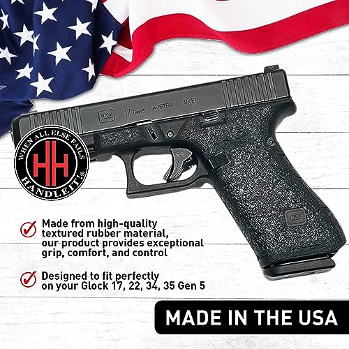 Handleitgrips Fita adesiva de borracha texturizada para Glock 17/22/34/35 geração 5, preta