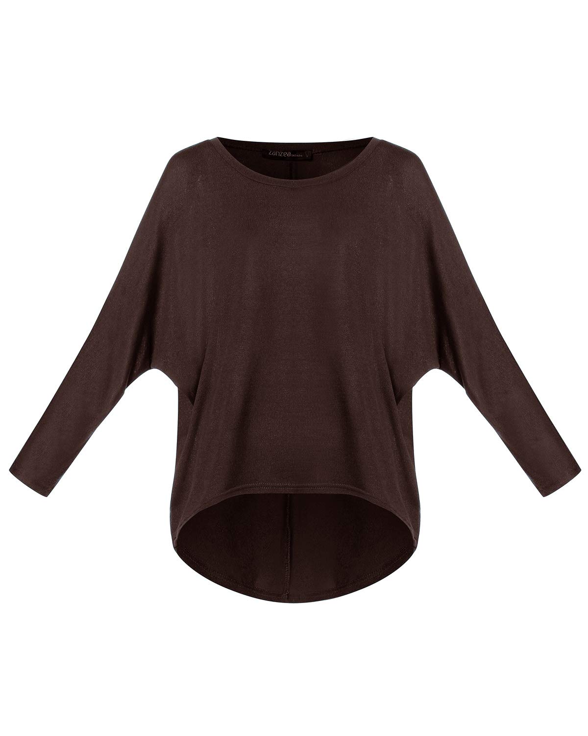 ZANZEA Mujer Jersey Manga de Murciélago Irregular Tallas Grandes Casual Tops Sexy Suéter Suelta Camiseta Manga Larga