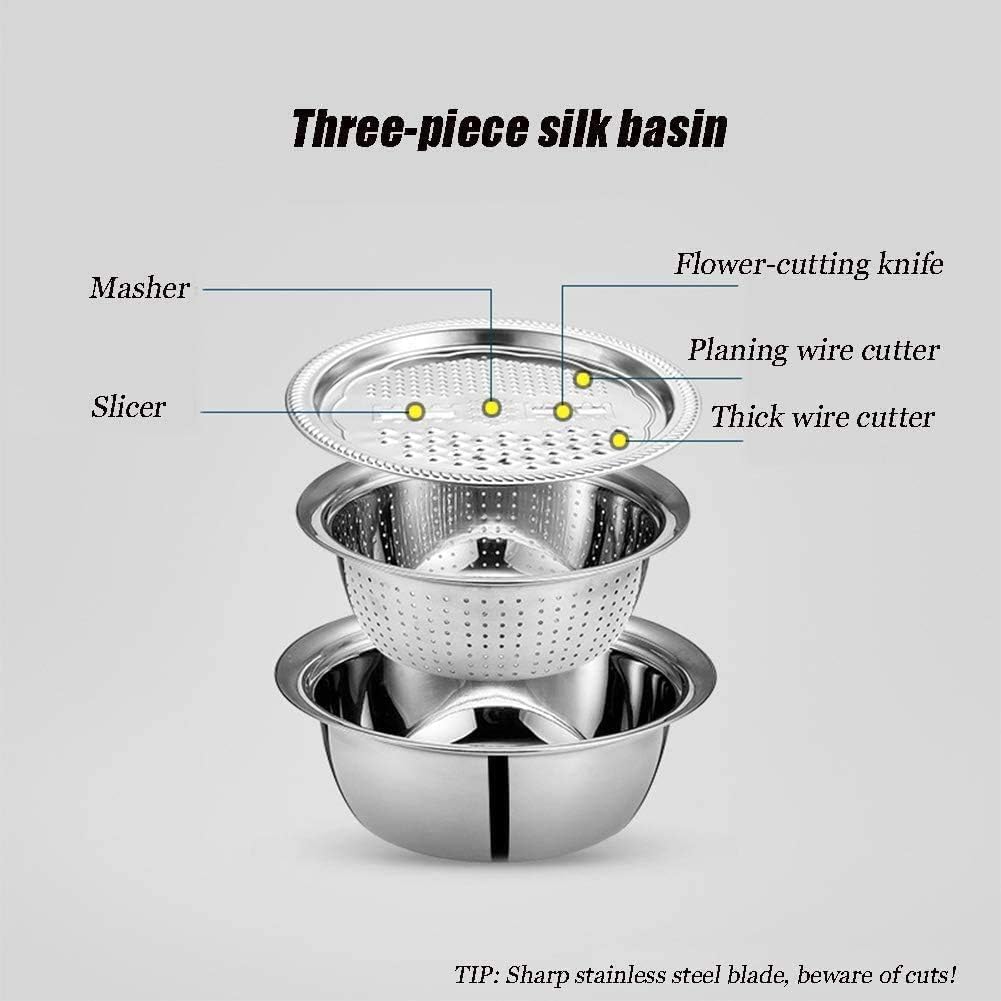 Deutschland Multifunktionales Edelstahl-Becken, multifunktionaler Edelstahl-Waschbecken, Ablaufkorb, 3-in-1 Multi-Edelstahl-Becken, Reibe, Schüssel (28 cm)