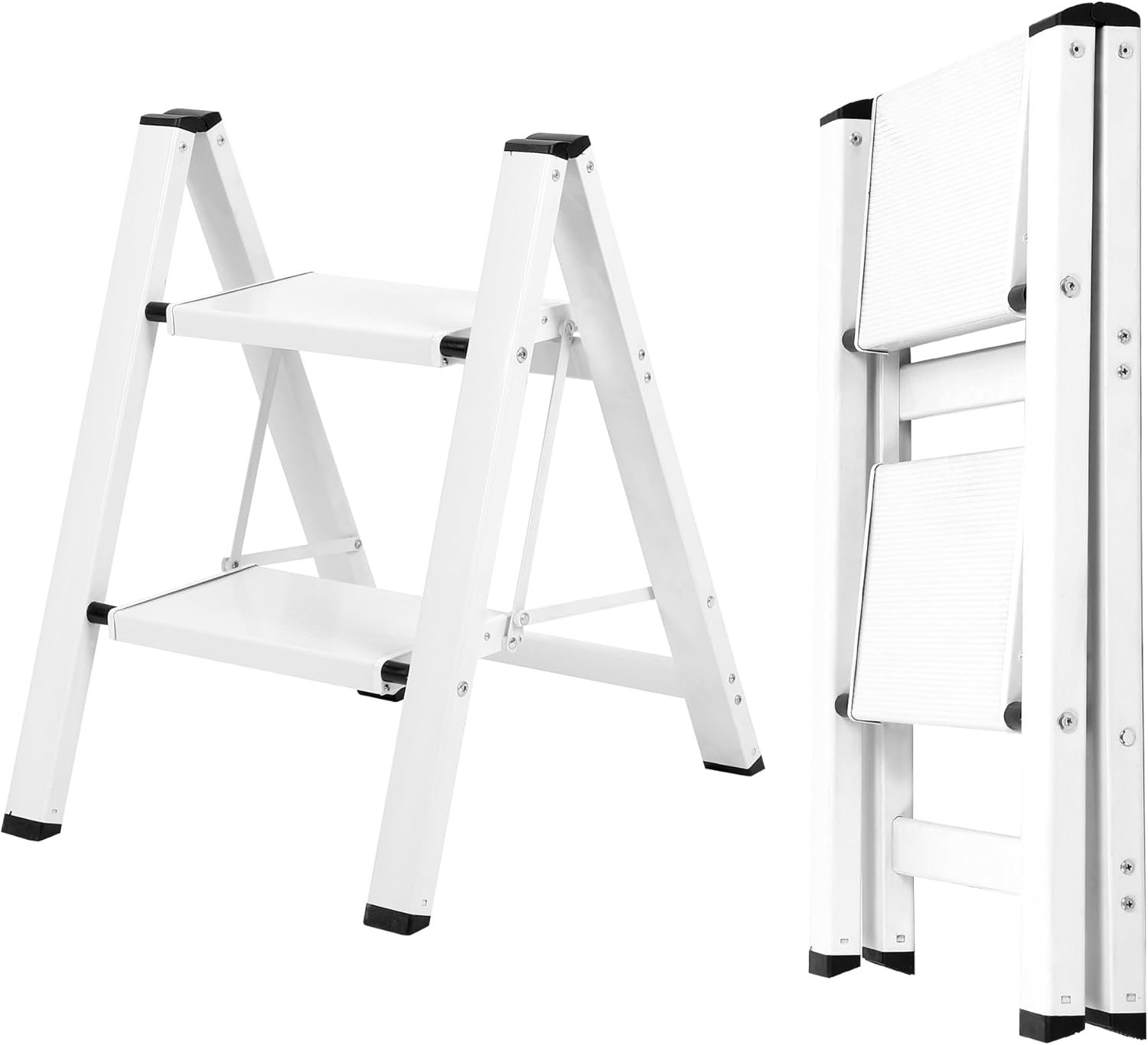 2 Step Ladder, Aluminum Lightweight Folding Step Stool w/Wide AntiSlip Pedal, 330 Lbs Capacity