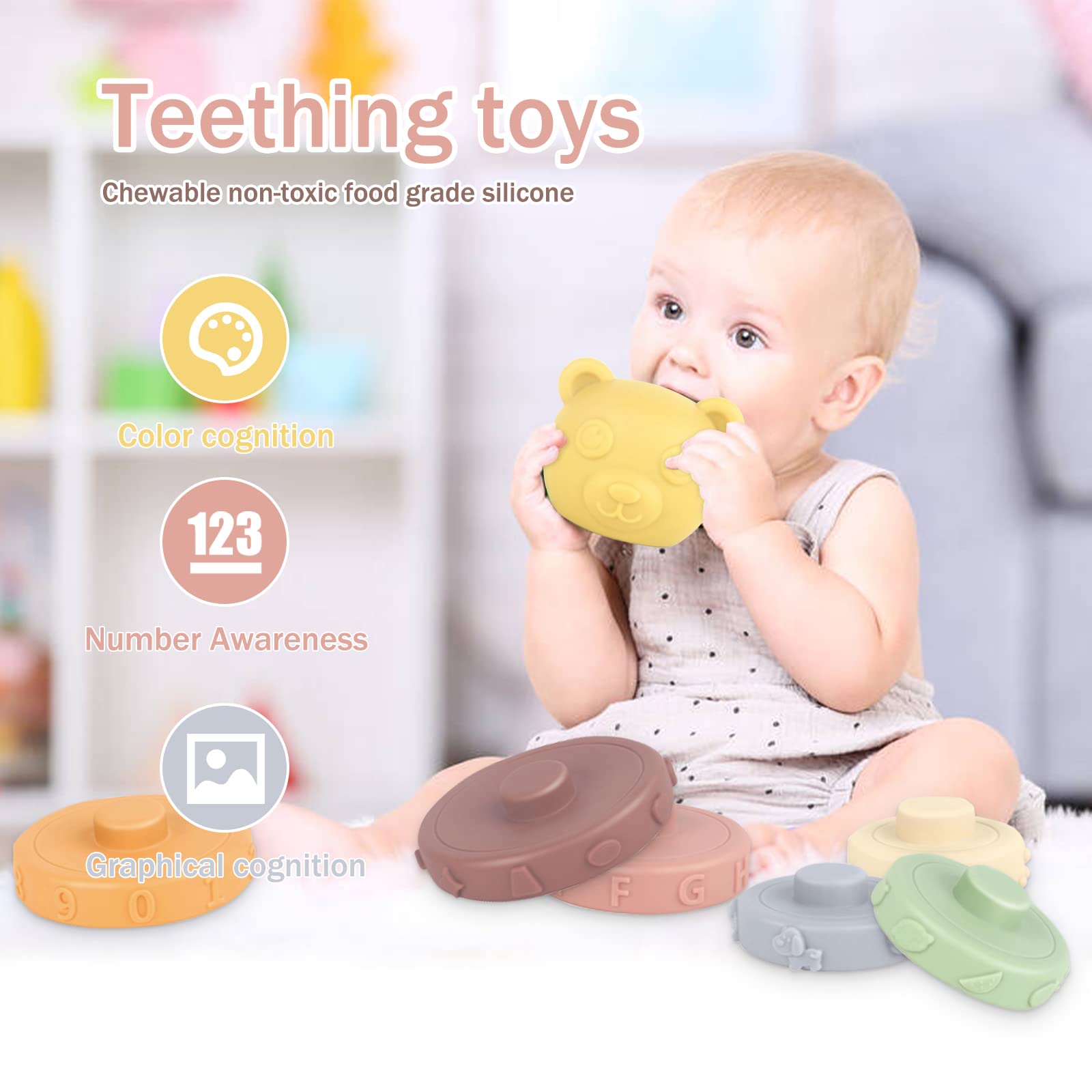 Regenbogen Stapelturm Mit Löwe – Sensorik Spielzeug Für Babys 6-18 Monate, Beißring & Montessori Spiel