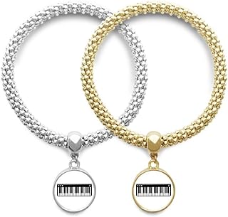 Pulseira elétrica piano música vitalidade sons amante pulseira pingente jóias casal corrente presente, Aço inoxidável, Na
