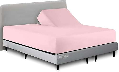 Vista 70 de SGI Bedding Sábana bajera ajustable King de 32 pulgadas, con cabezal flexible, solo 100% algodón egipcio, 1000 hilos, sábana bajera ajustable