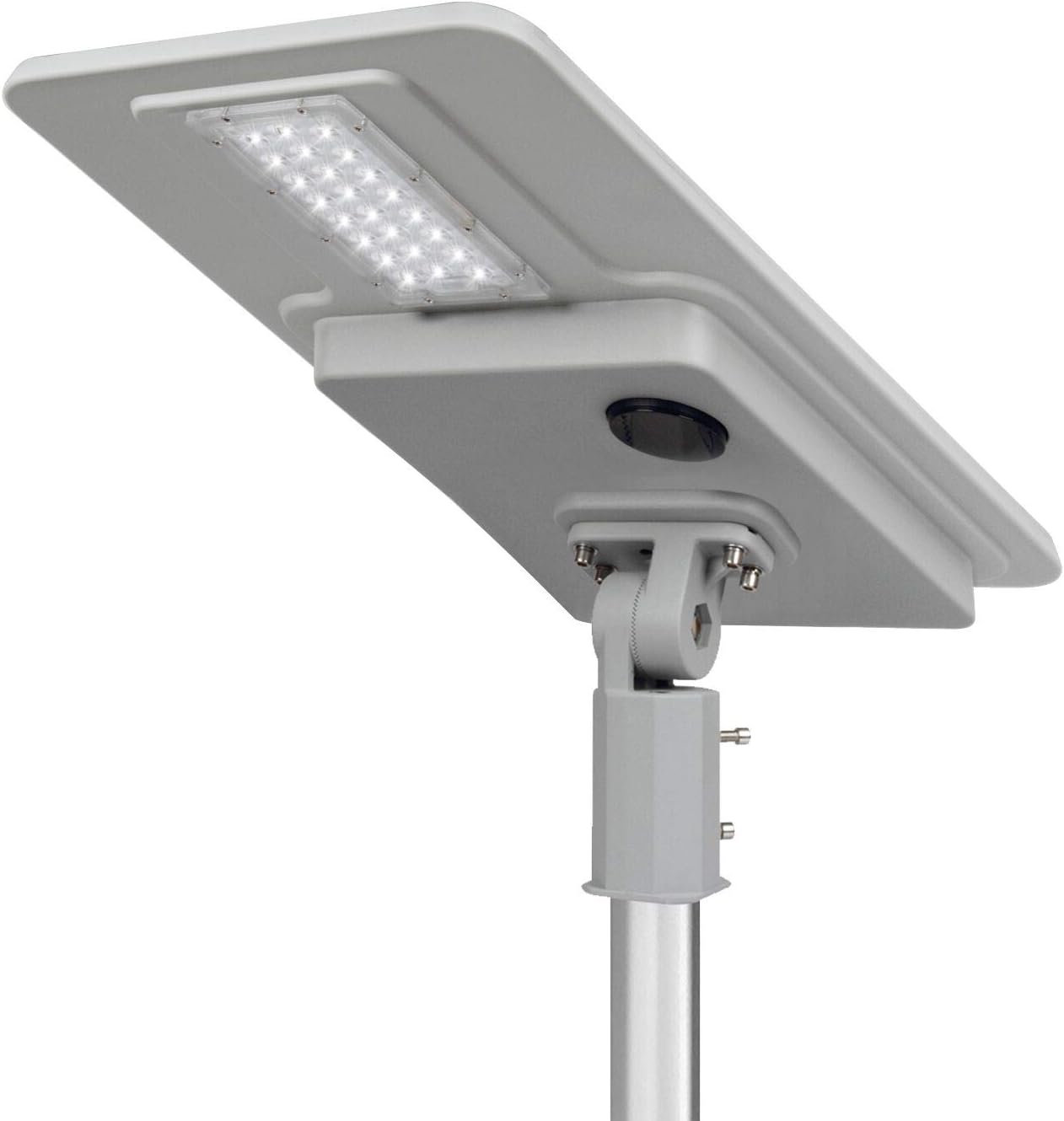 Solar Street Light, Aluminum LED Area Lighting Outdoor, Adjustable Lamp Angle 3200 Lumens IP65 Remote Post Pole Dusk to Dawn Radar PIR Motion Sensor Courtyard Garden Night Lights