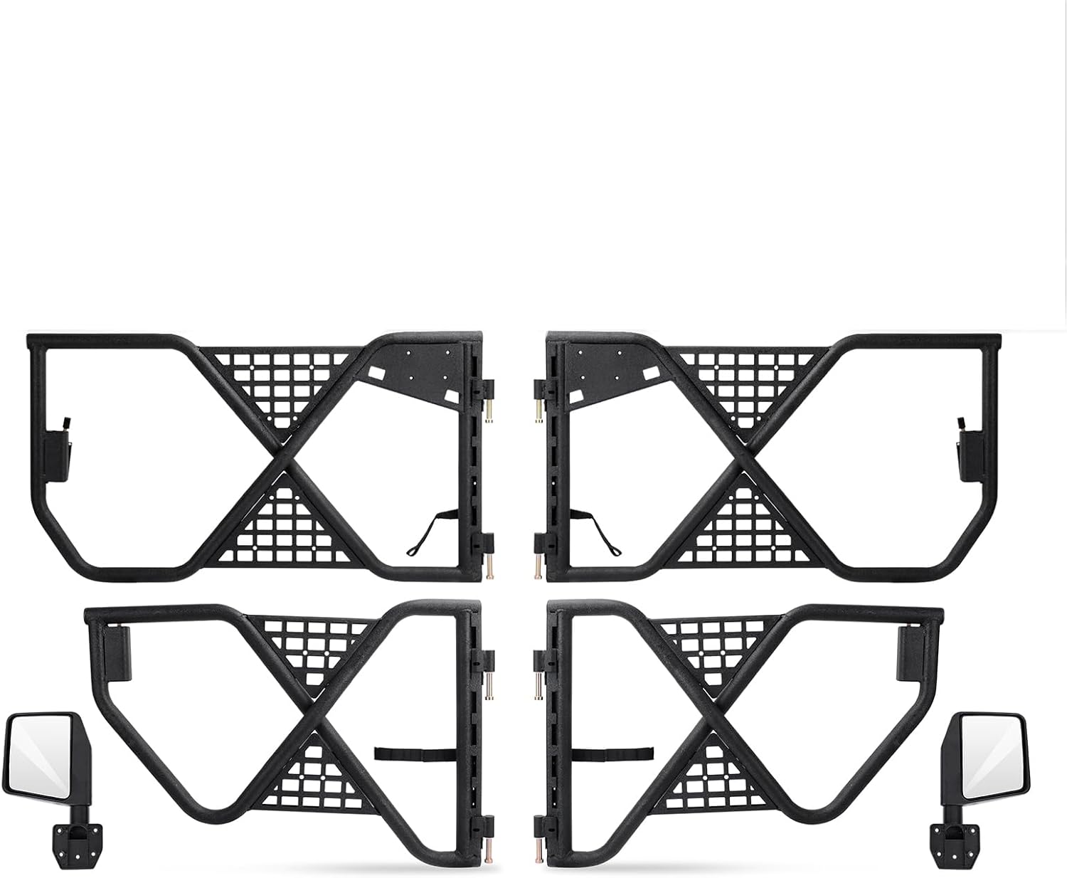 Doors fit 2007-2018 Wrangler JK/JKU Unlimited 4-Door, Tube Doors with Mirrors Included, Heavy Duty Steel Half Doors for Off-Road Trail Adventure