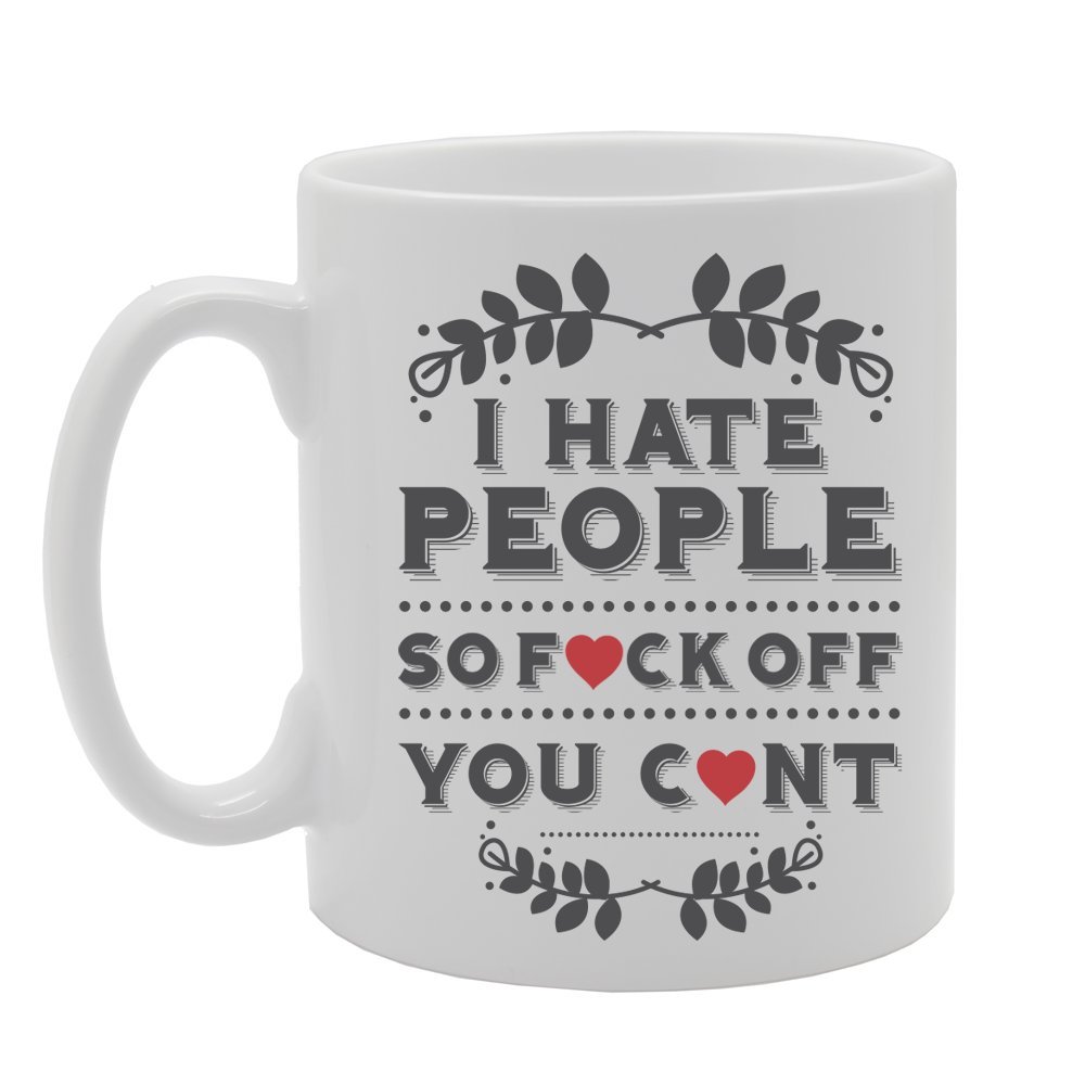 Coralgraph Inc Men's White Mg2209 I Hate People Novelty Gift Printed Tea Coffee Ceramic Mug