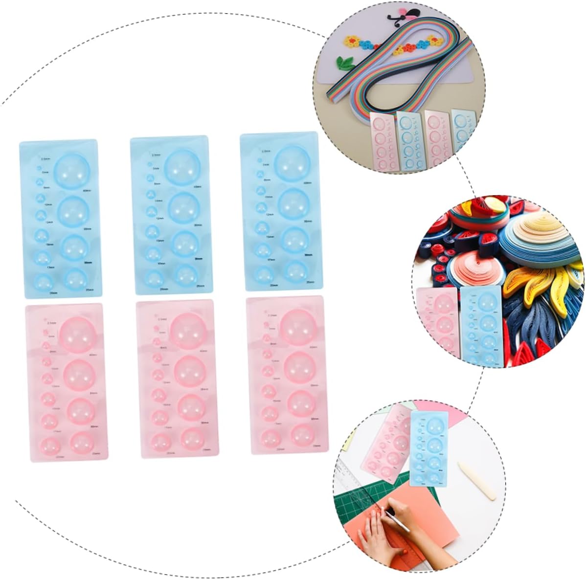 Beatifufu 6pcs Paper Quilling Mould DIY Paper Craft Tools Material Simple Quick Half Sphere Shape for Crafts