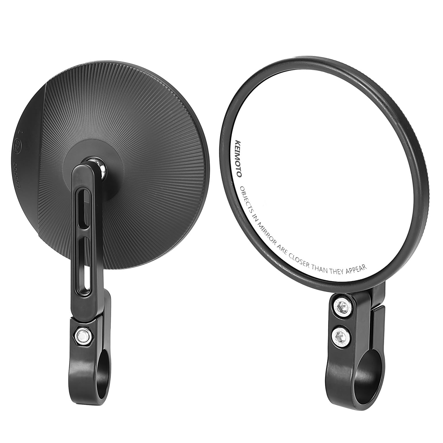 KEMIMOTO Specchietti Moto Omologati E24, 2 Pezzi Specchietto Retrovisore Manubrio con CNC, Tondi Specchi Moto Compatibili con Motocicli, Scooter, ATV