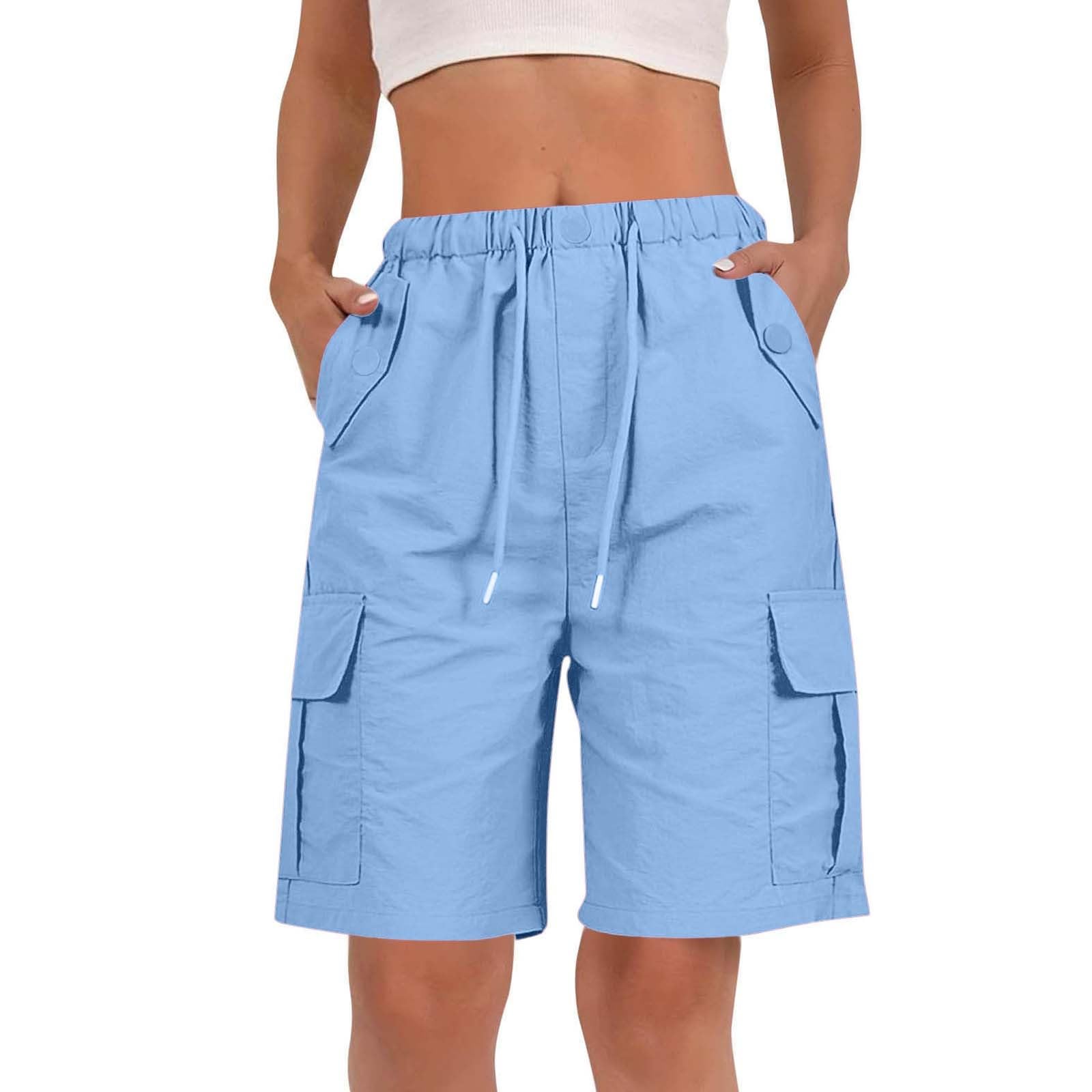 Pantalones Cortos Cargo Informales para Mujer con Cintura Ajustable y Bolsillos Laterales Ideales para Actividades Diarias en Verano