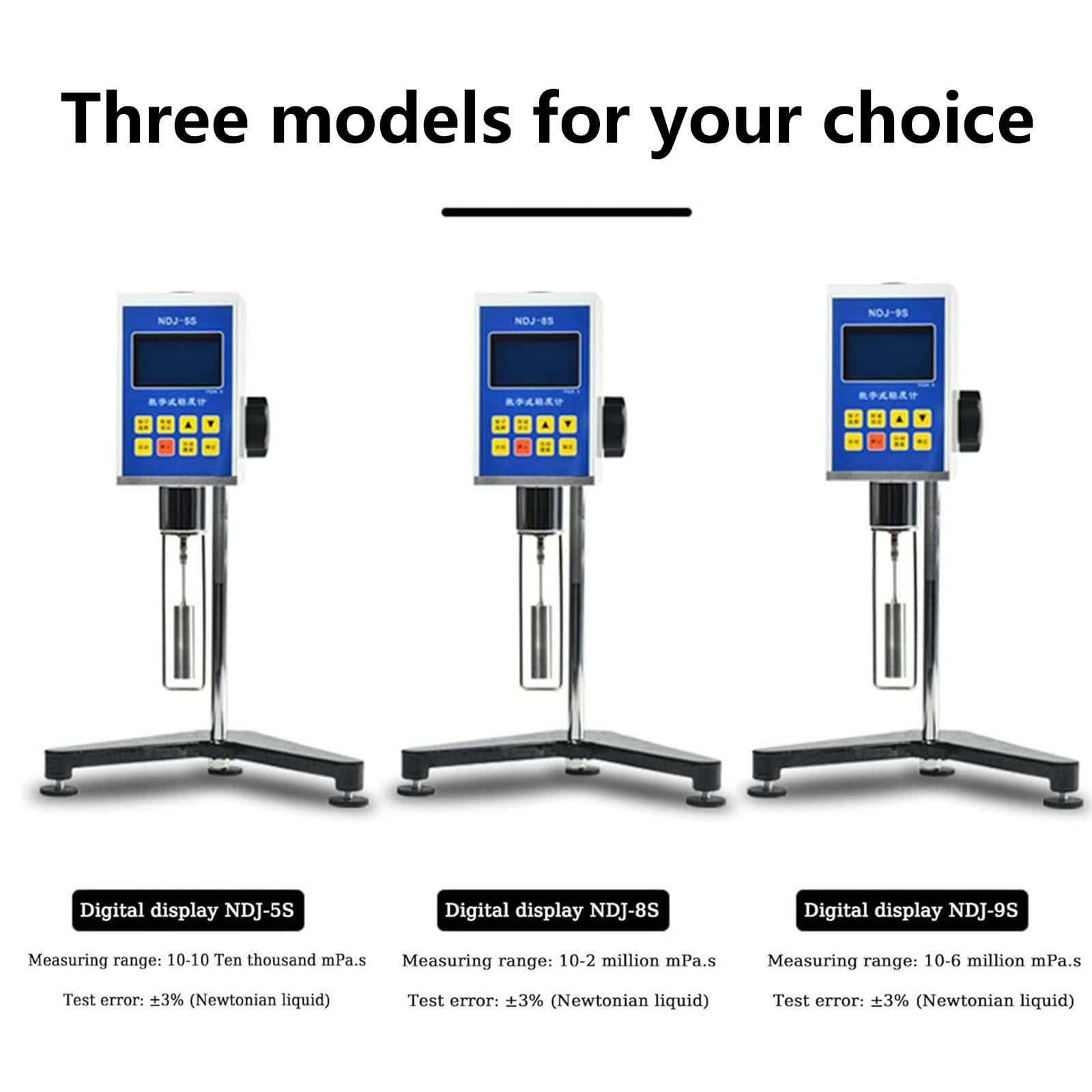 Viscosimetro Rotativo Digitale,Viscosimetri da Laboratorio con 4 Rotori,Misuratore Viscosità,Display LCD,Misuratore Fluidimetro con Accuratezza ±3% per Adesivi per Vernici Grasso,NDJ-9S
