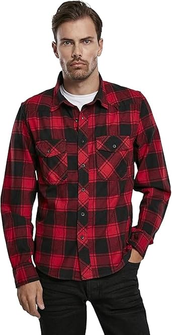 Mens Flannel Check Cotton Breathable Stylish Casual Button Down Long Sleeve Shirt