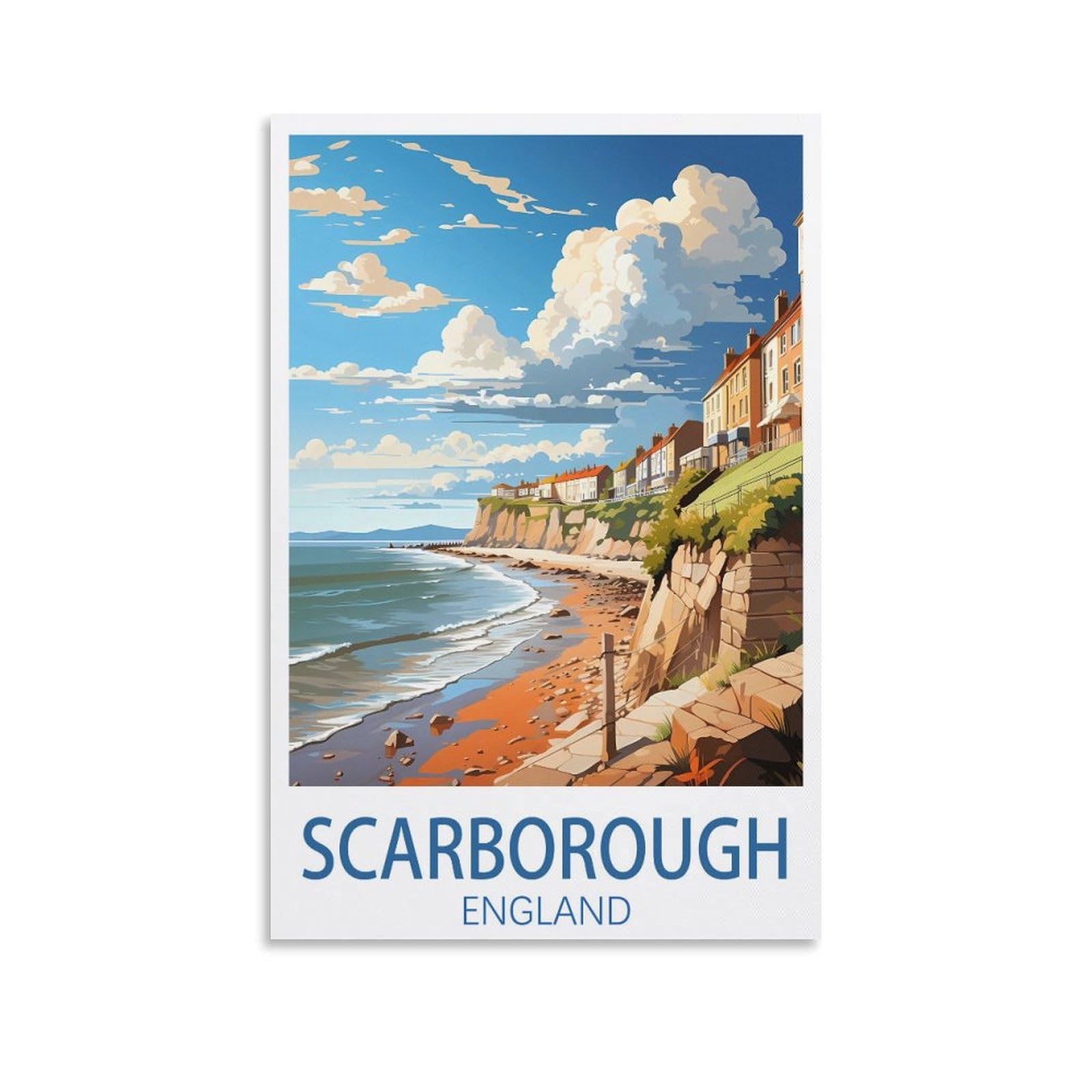 EZMLFA DIY Diamond Painting,Scarborough England 5D Landscape Diamond Painting Kits for Adult, Gem Art Crystal Art Kits for Adults, for Home Wall 50x60cm