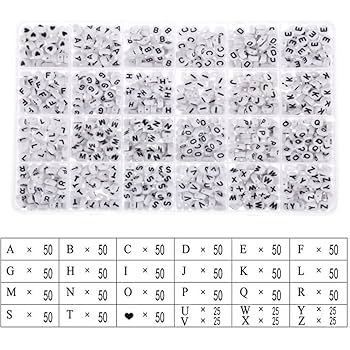 Amazon | アルファベットビーズ 約 1200ピース A-Z 文字 ビーズ