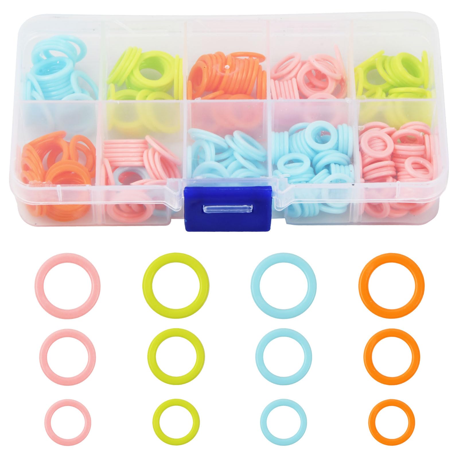 Nivofu 265pcs Crochet Marcadores de Plástico, Anillo de Marcadores de Punto de Colores (S/M/L) con Caja de Almacenamiento Portátil, Varios Contadores de Agujas para Costura, Tejer, Ganchillo
