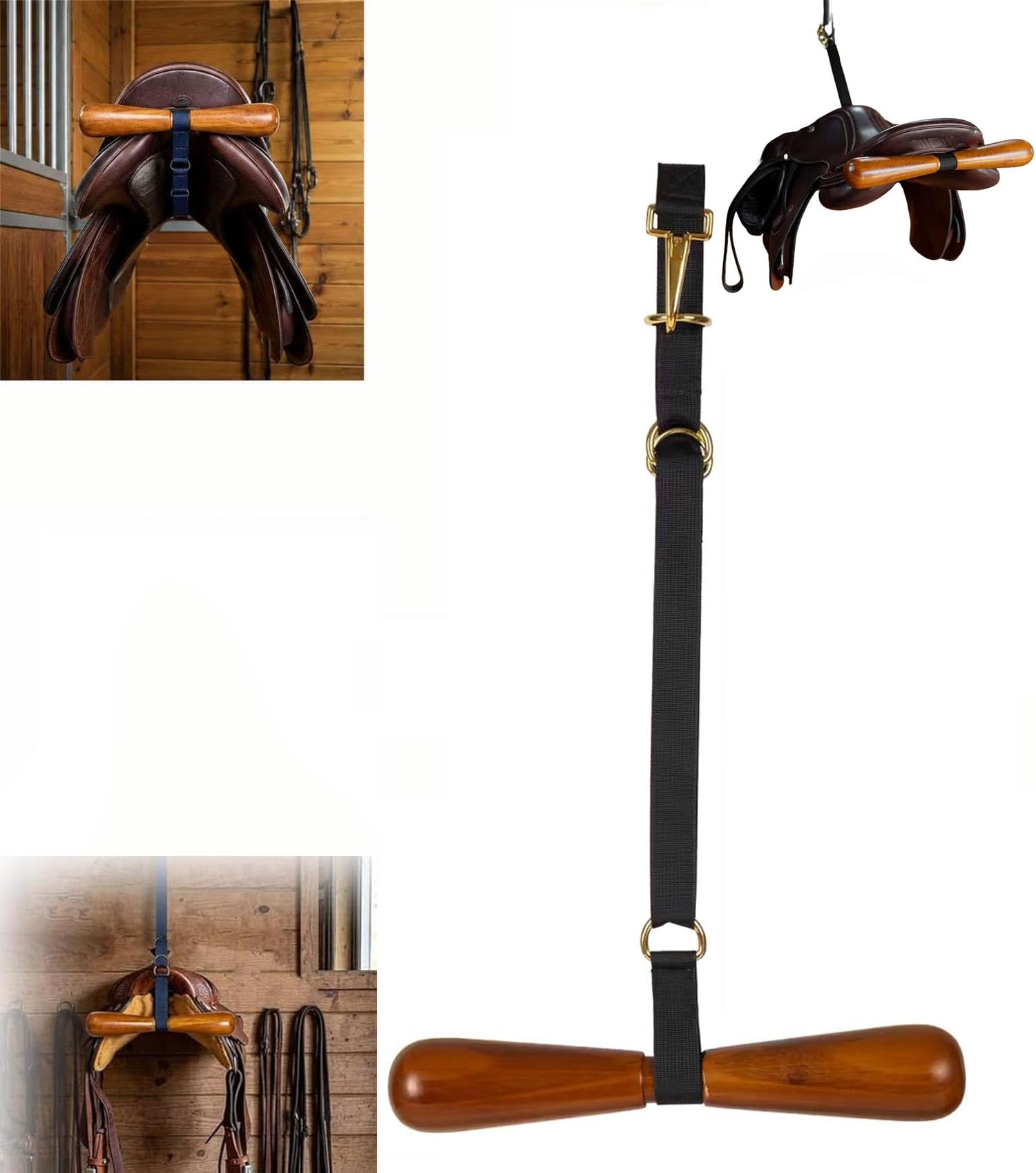 Figskey Saddle-Shaped T-Shaped Hanger,T Shape Hanging Strap,Adjustable Saddle Hanger,Portable Hanging Saddle Rack with Adjustable Strap,Storage Organization (Black)