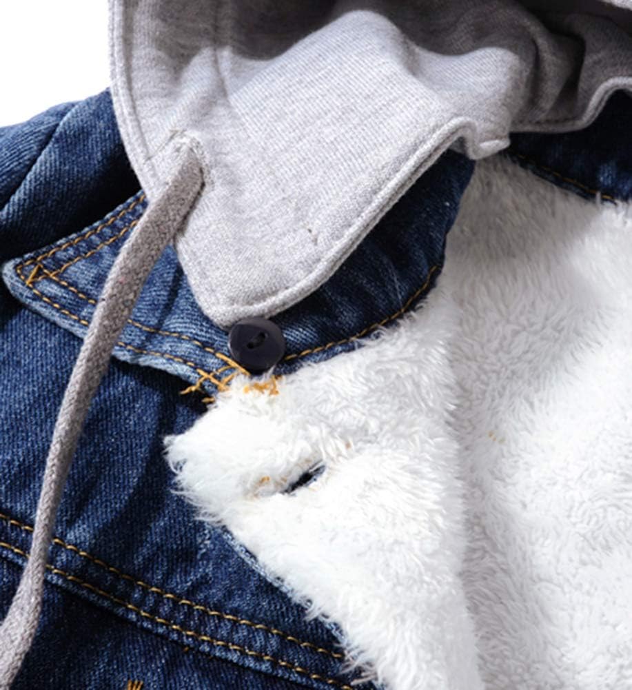 LifeShe Women's Winter Detachable Hoodie Sherpa Fur Fleece Lined Denim Jean Trucker Jacket Coat - Image 6