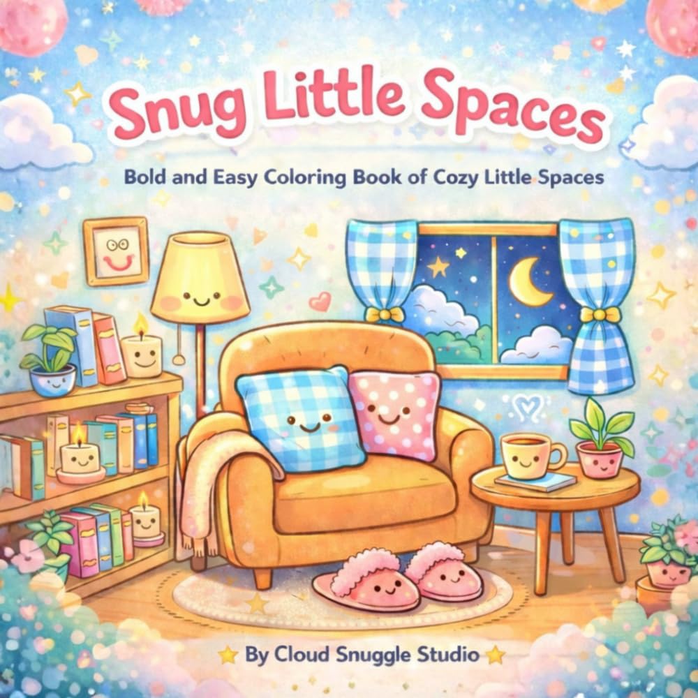 Snug Little Spaces Coloring Book: Bold and Easy Coloring Book of Cozy Little Corners for Relaxation and Comfort (Cloud Snuggle Studio Cozy Coloring Series for Adults & Children)