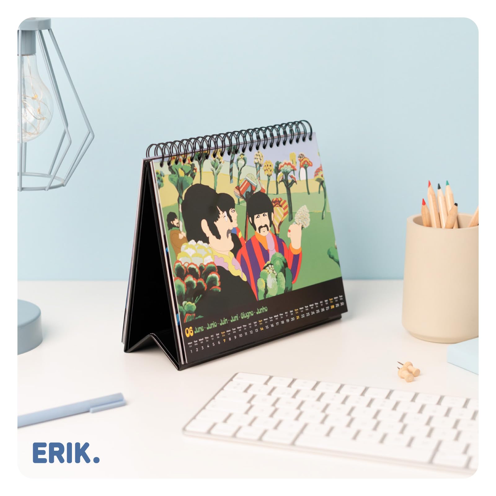 Calendario Perpetuo 3D The Beatles Con Forma De Bombo - Decoración Escritorio Y Regalo Para Fans