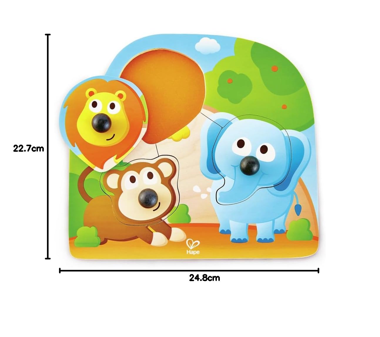 Hape Big Nose Jungle Puzzle Game, Multicolor, 5'' x 2'', Pegged
