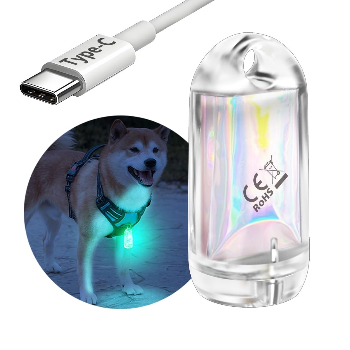DOKEEP 犬散歩 ライト 犬猫用 ペンダントライト LED 充電式 夜間 散歩用 犬の安全のために 首輪 光る キラキラ 11g 超ミニ LEDライト 防水 調節可能 簡潔 軽い 超小型犬～超大型犬に対応 ペット用品 (グリーン)