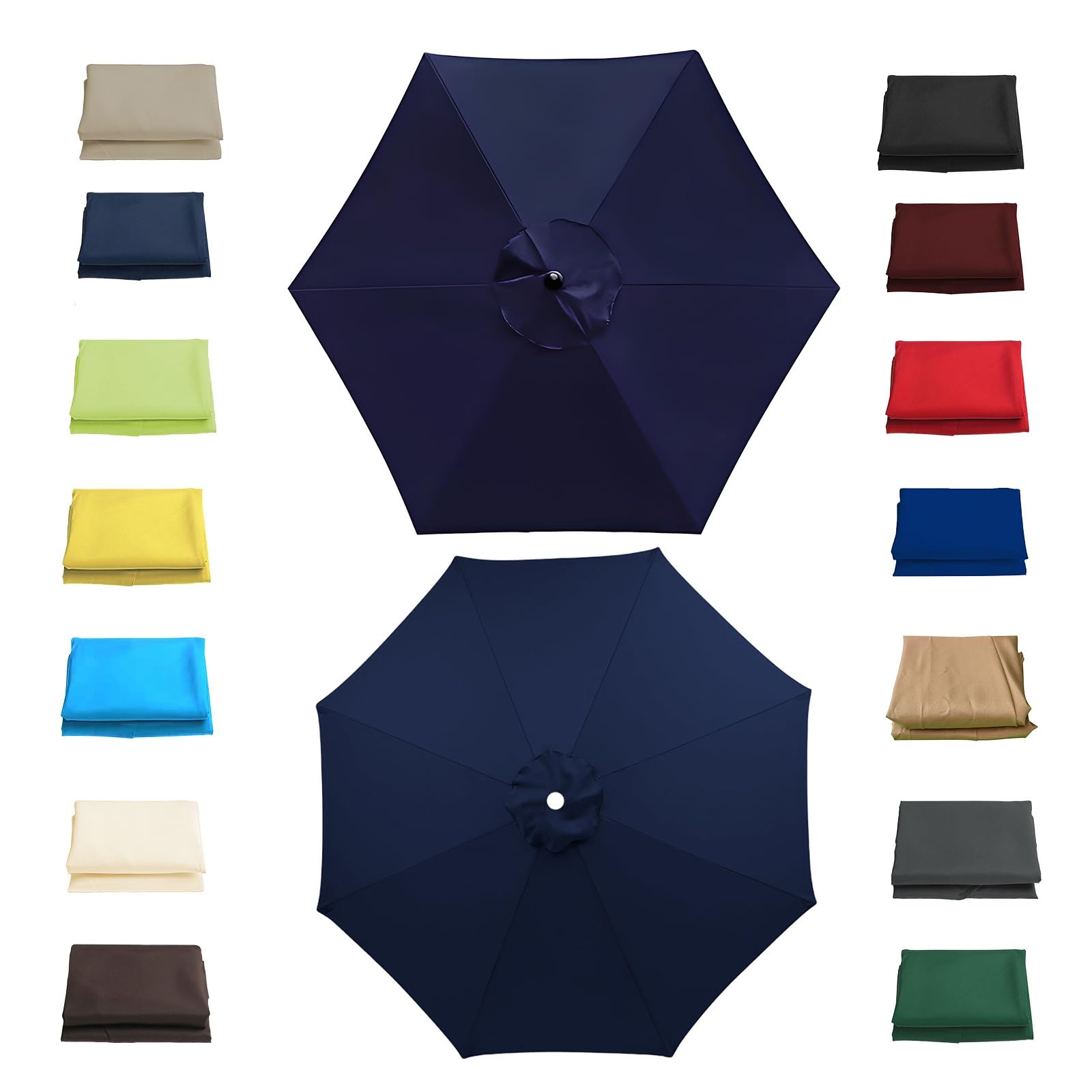 Garden Parasol Replacement Canopy Waterproof, 2m 2.30m 2.7m 3.0m Replacement Parasol Canopy Cover for Patio Pool Outdoor, Anti-UV Strong Sunshade Umbrella Cloth for 6/8 Ribs(Navy blue,2.7m/8 Arms)