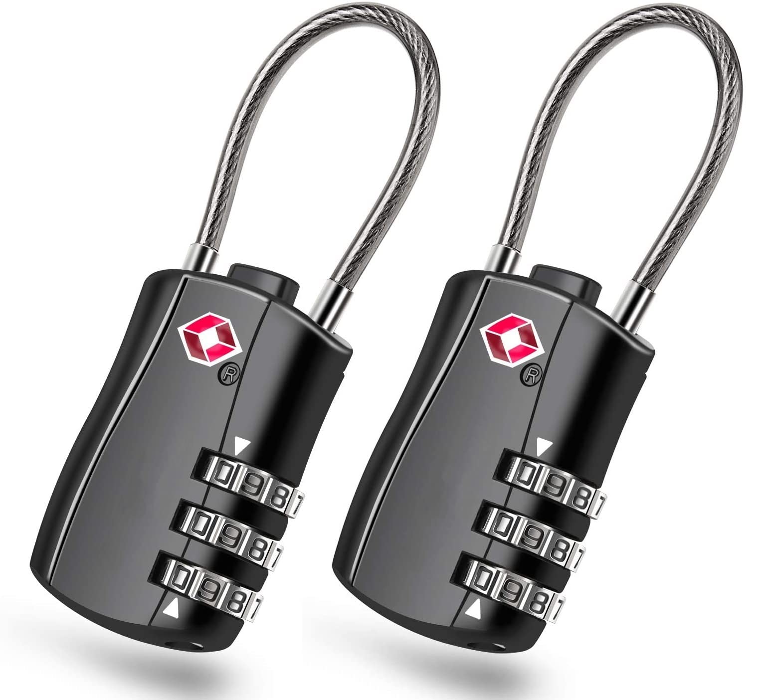 EzLife - TSA Approved 3 Digit Flexible Cable Luggage Locks, Re-settable Keyless Lock for Gym Locker, Backpack (Multicolor) (Pack of 2)-image-9