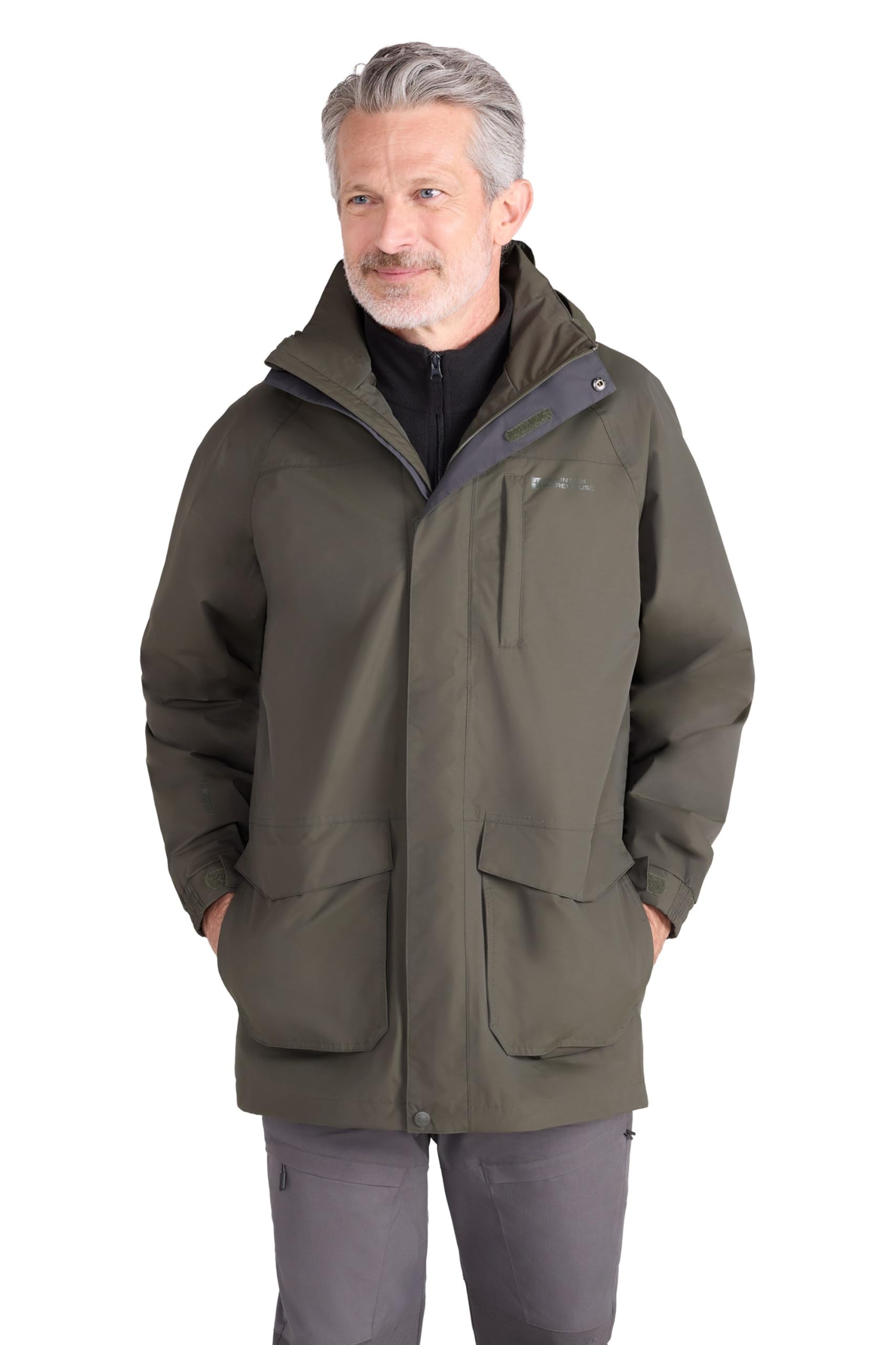 Glacier II Long Mens Waterproof Jacket - IsoDry, Breathable & Quick Dry Rain Coat with Taped Seams & Detachable Hood - For Walking & Hiking