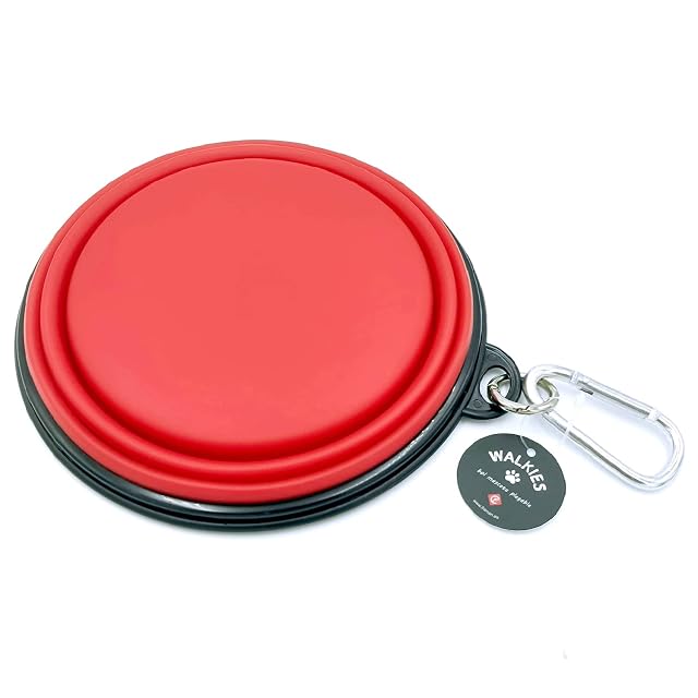 Bol de Viaje Plegable para Perros con mosquetón (Rojo 18cm)