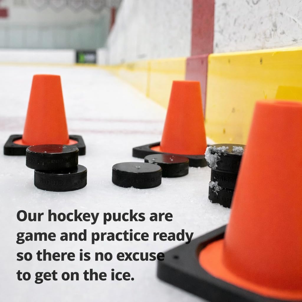 TronX Palets de hockey sur glace en vrac – Boîte de 100 palets de hockey – Règlement officiel 170,1 g Taille et poids standard pour jeu et entraînement