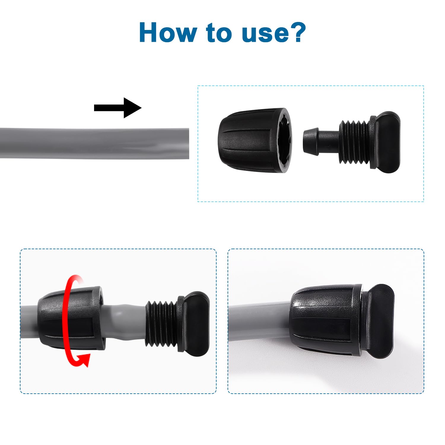 VooGenzek 10 PCS Irrigation Fittings End Plugs for 8/12 mm Tubing, Barbed Locked End Plug Connectors, Drip Tubing Connectors - Image 4