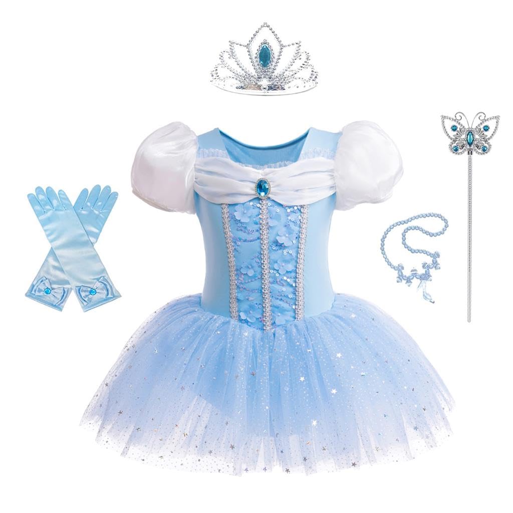 Lito Angels Princess Cinderella Ballerina Costume Ballet Leotard with Tutu Dress with Accessories for Kids Girls, Fancy Dance Wear Outfit Age 18-24 Months (Tag Number 90)