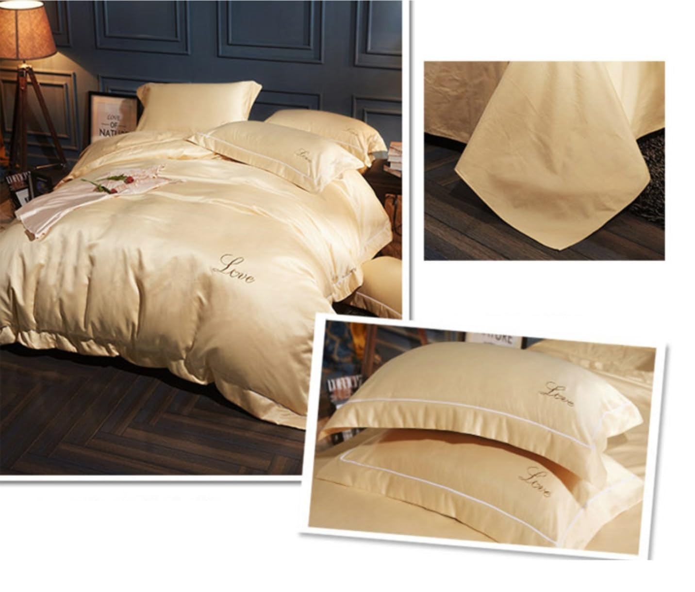 Juego de Cama Juego Sábanas Juego De Funda Nórdica Para Cama De 4 Uds., Juego De Cama Con Sensación De Seda Satinada, Funda Nórdica Para Cama Individual Y Doble, Color Sólido Juego Sabanas Juego de Sá